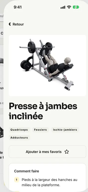 GoSet exercise screen: the leg press, the muscles it works and how to do it