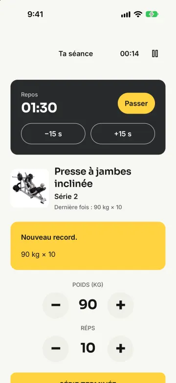 GoSet during rest: countdown and the logged set